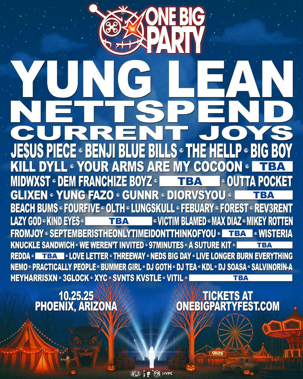 One Big Party - Yung Lean, Nettspend, Current Joys, Jesus Piece & More