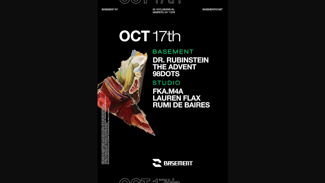 Dr. Rubinstein / The Advent / 98dots / fka.m4a / Lauren Flax / Rumi de Baires